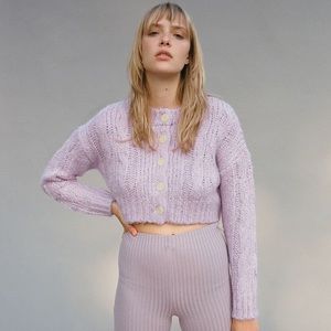 UO Cameron Cropped Cable Knit Cardigan